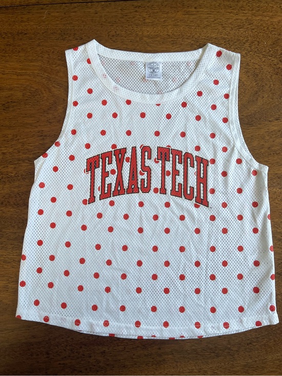 Rivalry Threads Tops - Texas Tech Red Raiders Polka Dot Mesh Tank Top Size Small White Red Sleeveless